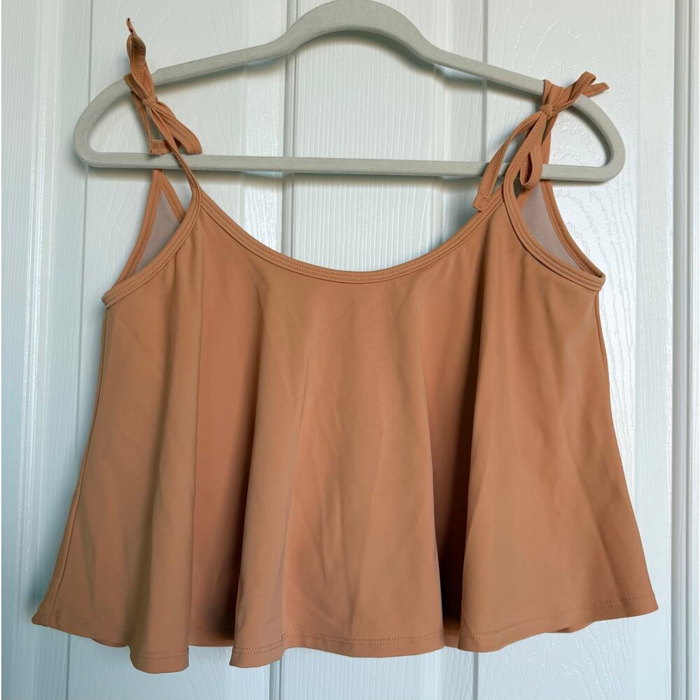 Kortni Jeane Swing Top Brown Orange Nutmeg Bikini Swim Top Large L NWOT